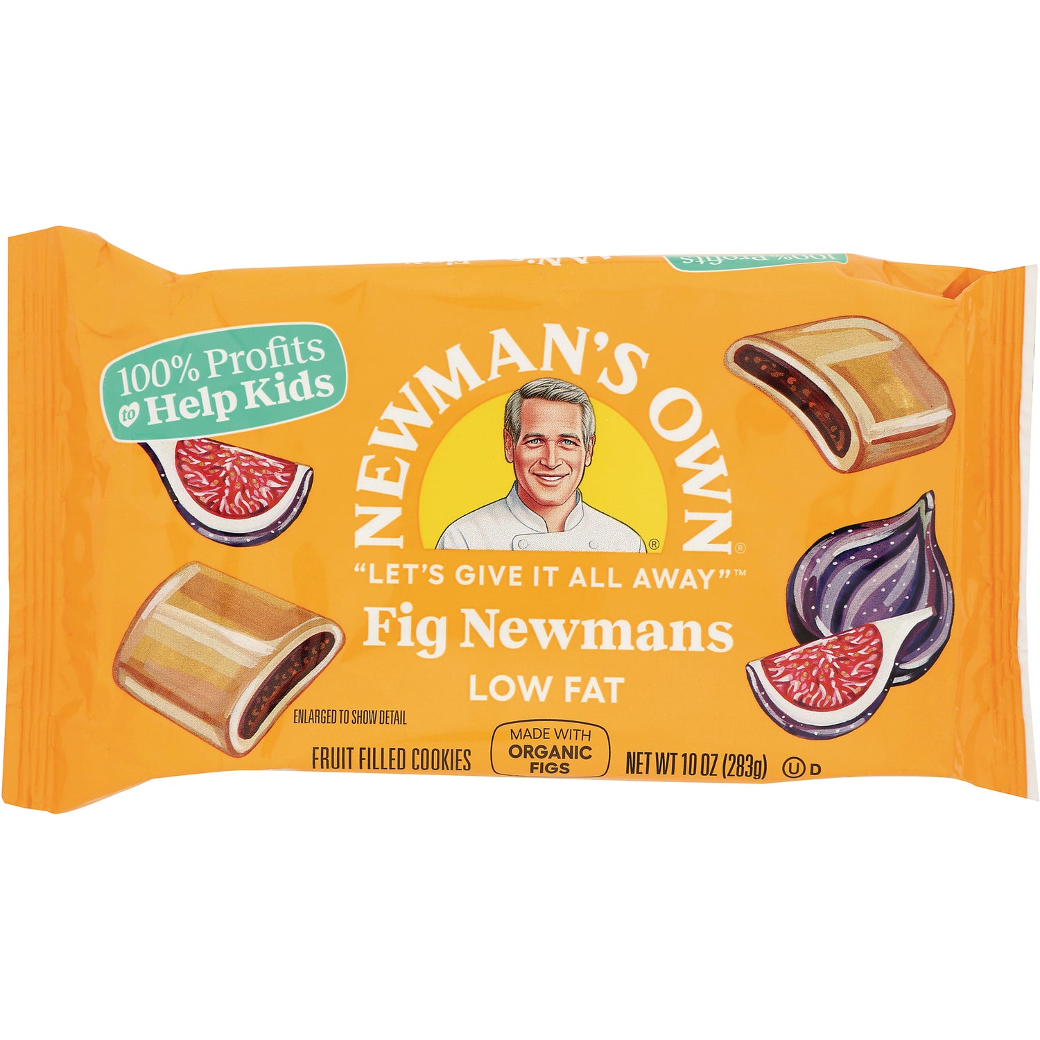 NWM029 | Newmans Own Fig Newmans low fat fruit-filled cookies package with portrait and fig illustrations