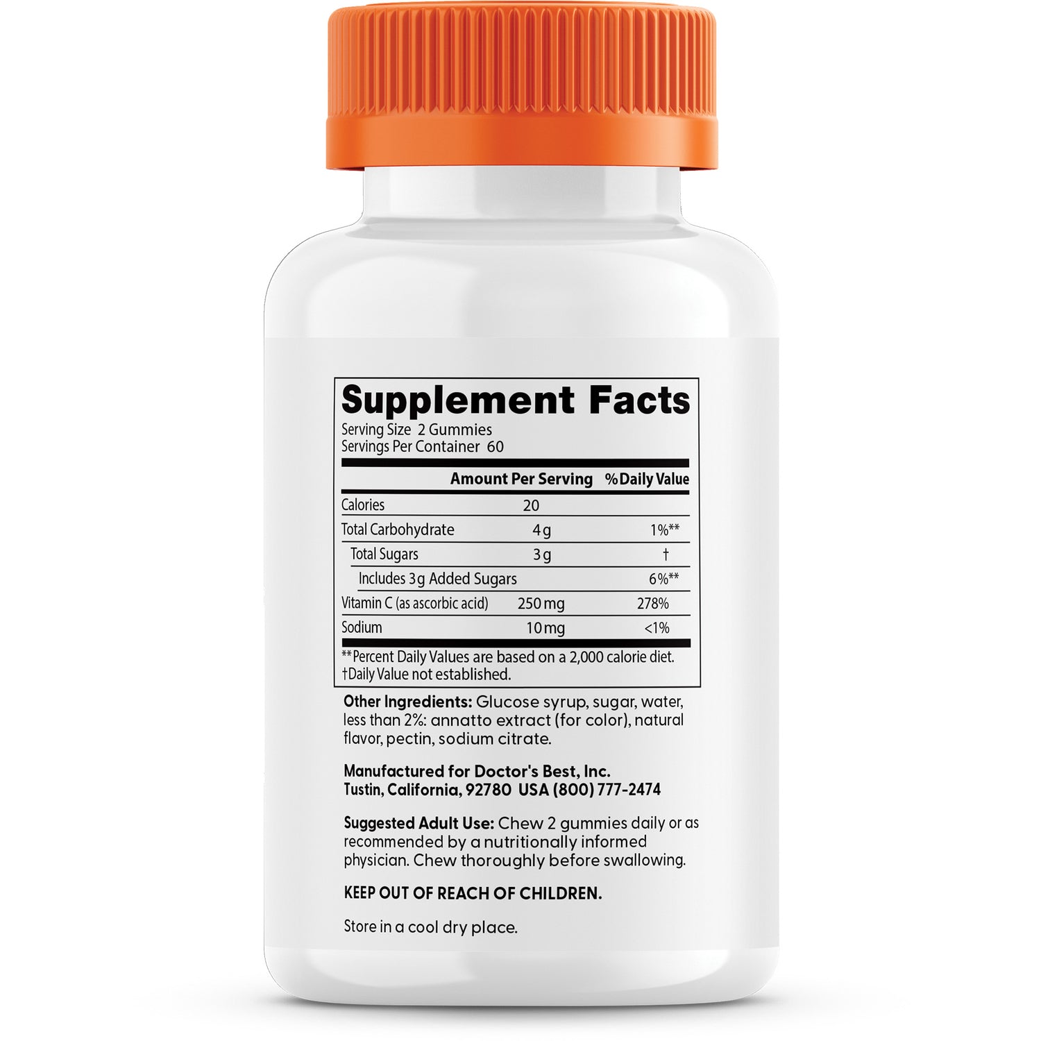 DB261 | bottle back label showing Supplement Facts panel, ingredients and suggested use