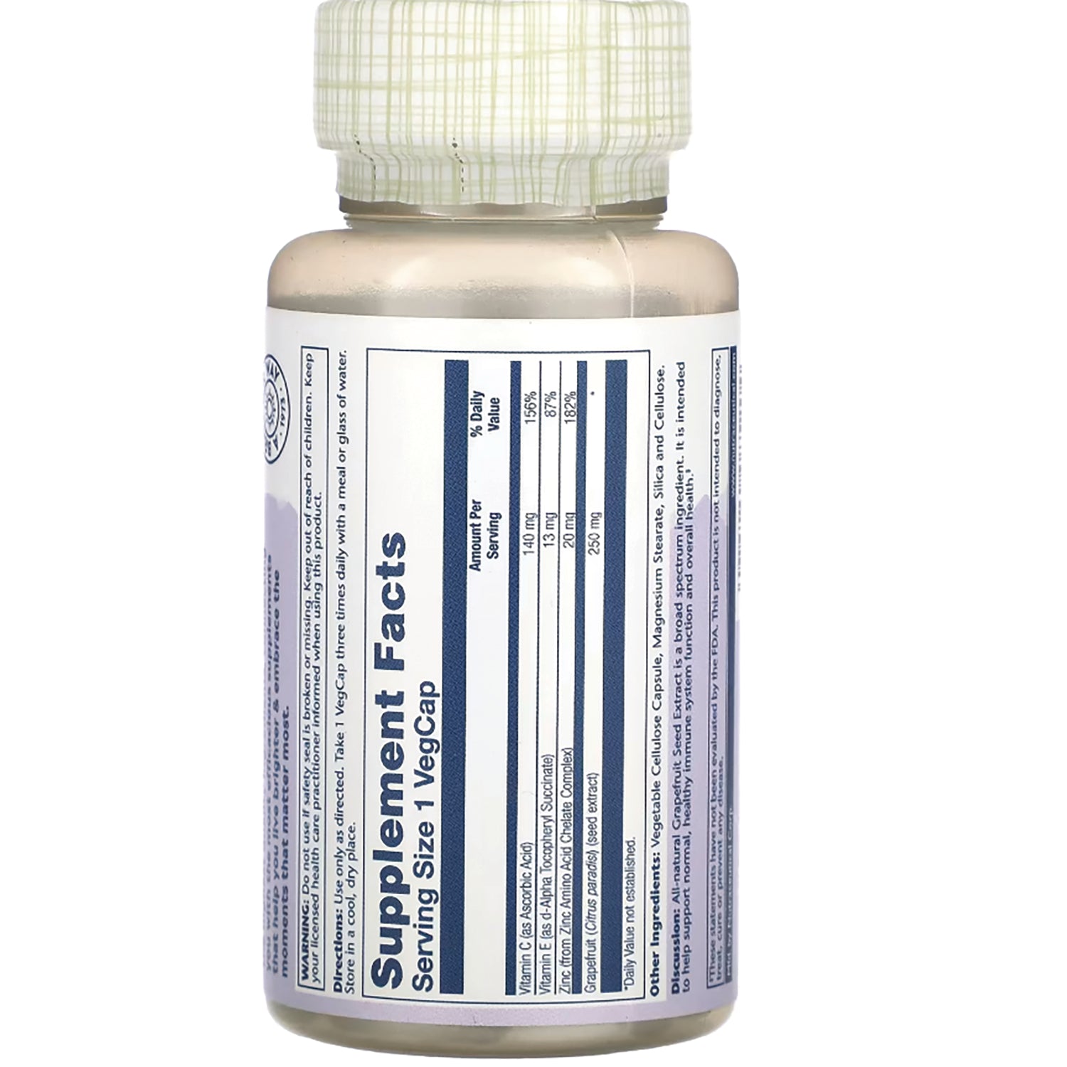 SLR357 | Back label with Supplement Facts panel and other ingredients