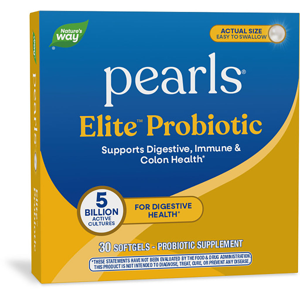 ET428 | Nature's Way Elite extra strength probiotic pearls 30 softgels front packaging, 5 billion cultures, easy to swallow - Thumbnail