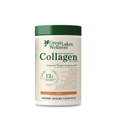 GLK016 | Front view of Great Lakes Wellness Collagen peptides container, chai flavor, 12g collagen per serving