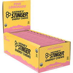 HST054 | Honey Stinger Energy Chews Pink Lemonade open display box showing individual pink packets
