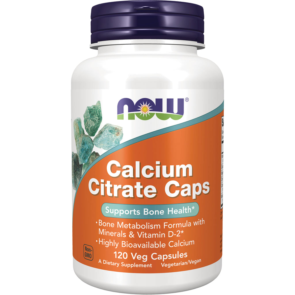 NWF660 | NOW Calcium Citrate Caps bottle front label reading Calcium Citrate Caps and Supports Bone Health, 120 veg capsules - Thumbnail