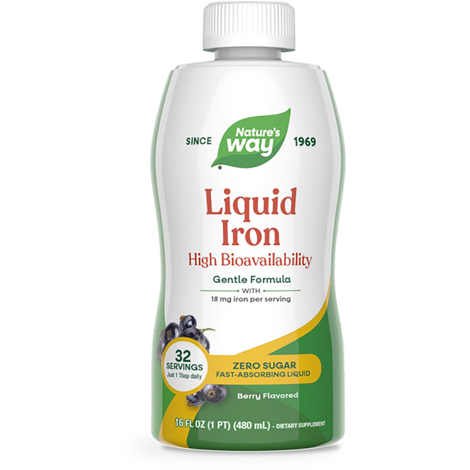 WLS002 | Nature's Way Liquid Iron high bioavailability, gentle formula, 16 fl oz bottle, berry flavored