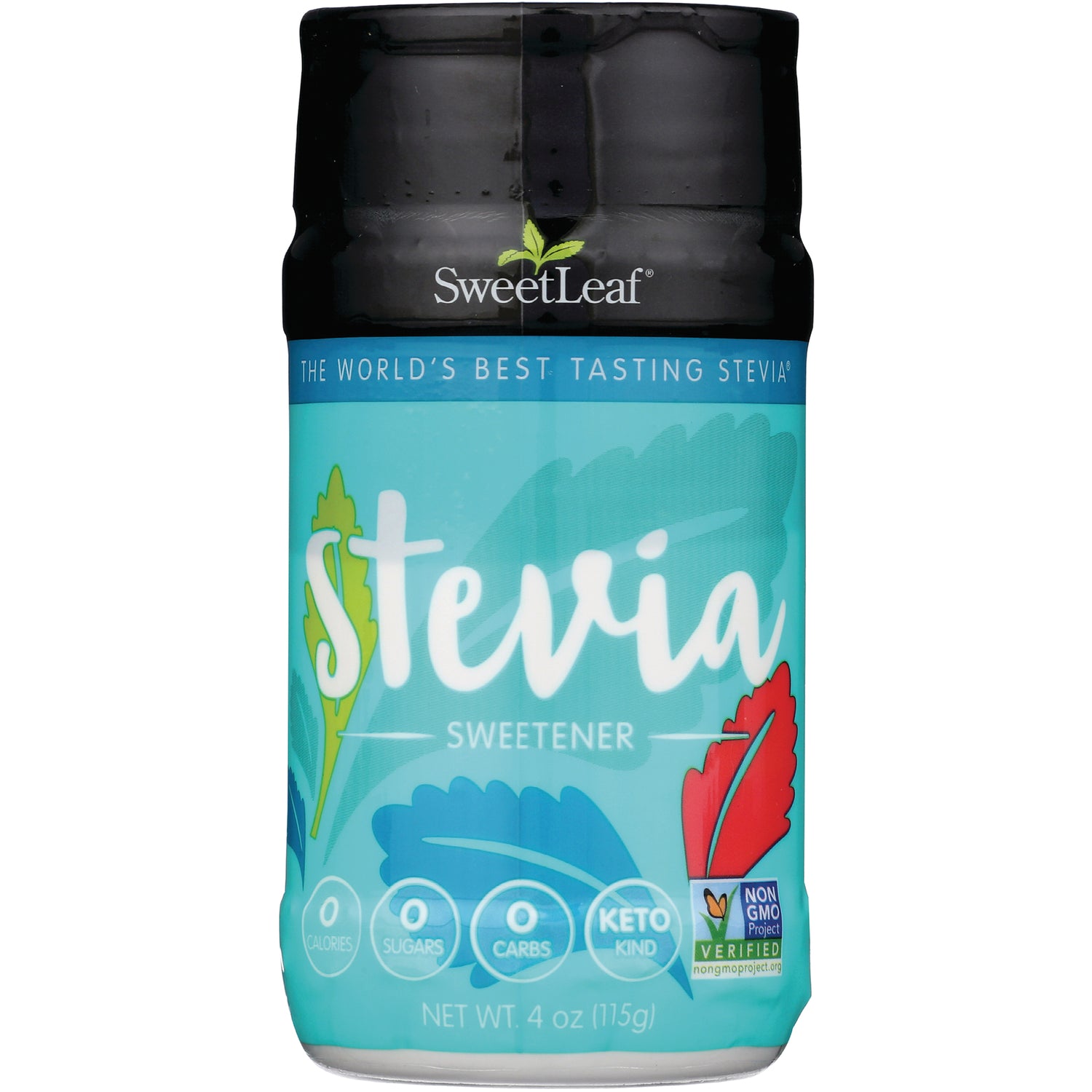WA021 | SweetLeaf Stevia sweetener, 4 oz canister, 0 calories, 0 sugars, 0 carbs, Non-GMO Verified