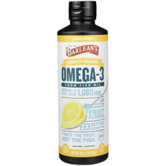 BAR008 | Barlean's Omega-3 liquid fish oil bottle, lemon crme flavor, 16 oz front label