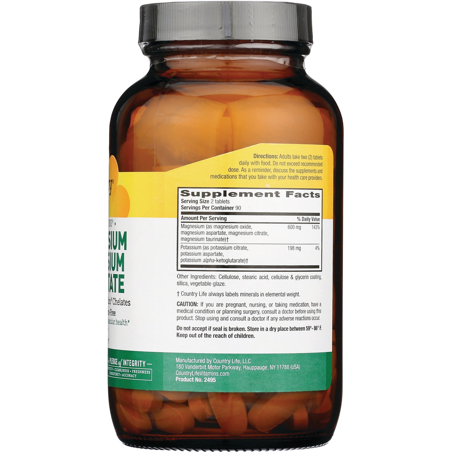 CRL243 | Back label showing Supplement Facts panel, directions and ingredients on amber bottle with visible tablets
