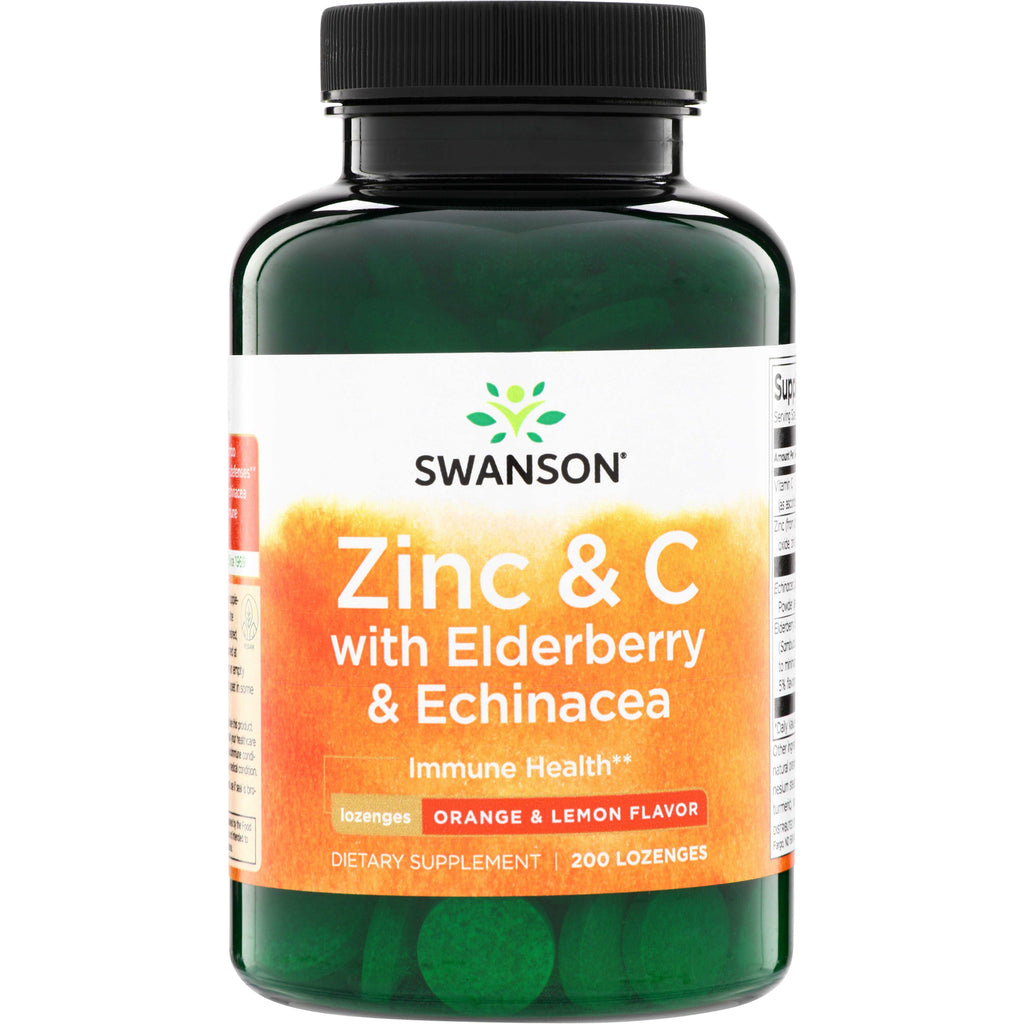 SW1791 | Swanson Zinc & C lozenges with elderberry and echinacea, orange & lemon flavor, 200 lozenges - Thumbnail