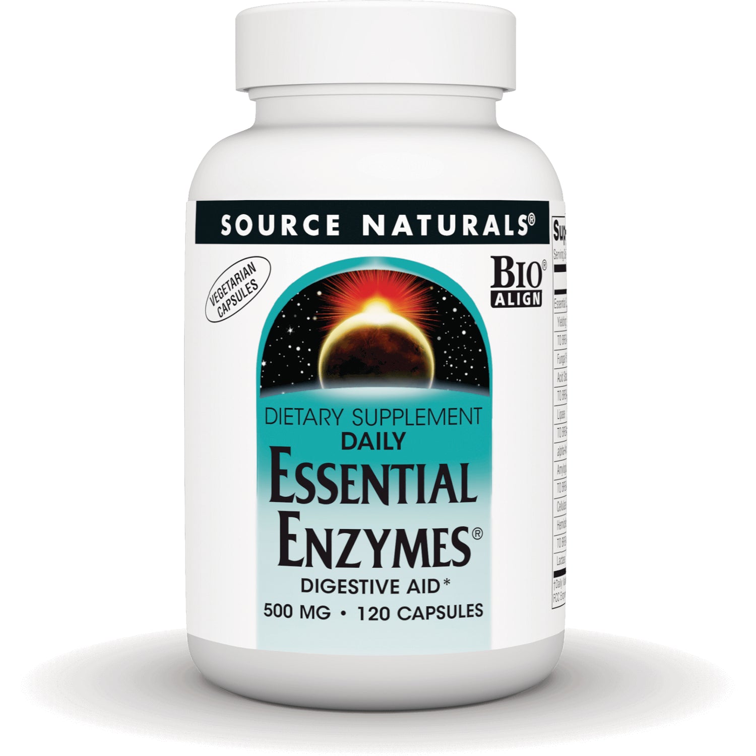 SN287 | Source Naturals Daily Essential Enzymes Digestive Aid, 500 mg, 120 vegetarian capsules
