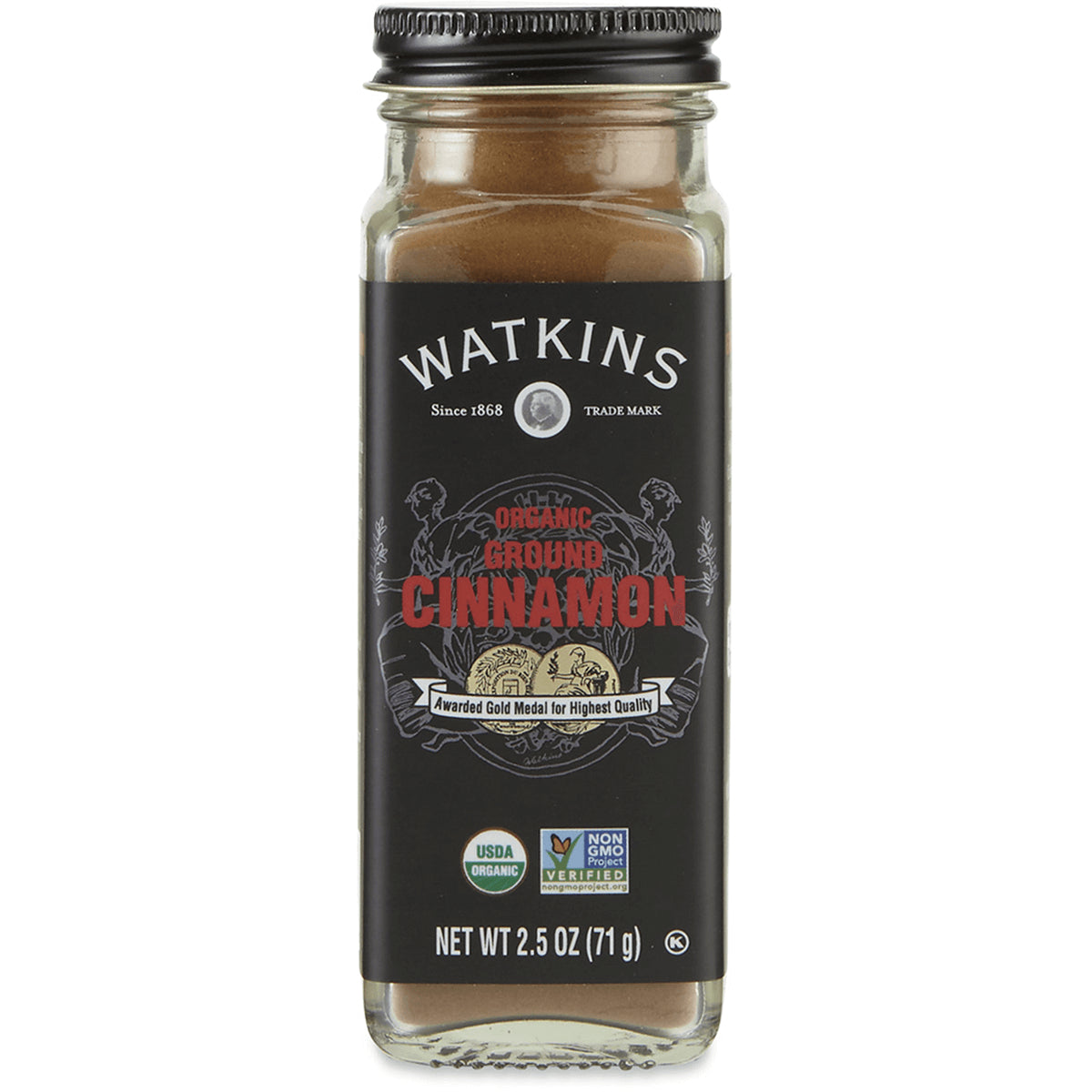 WTK003 | Watkins Organic Ground Cinnamon, 2.5 oz glass jar; USDA Organic and Non-GMO Project Verified