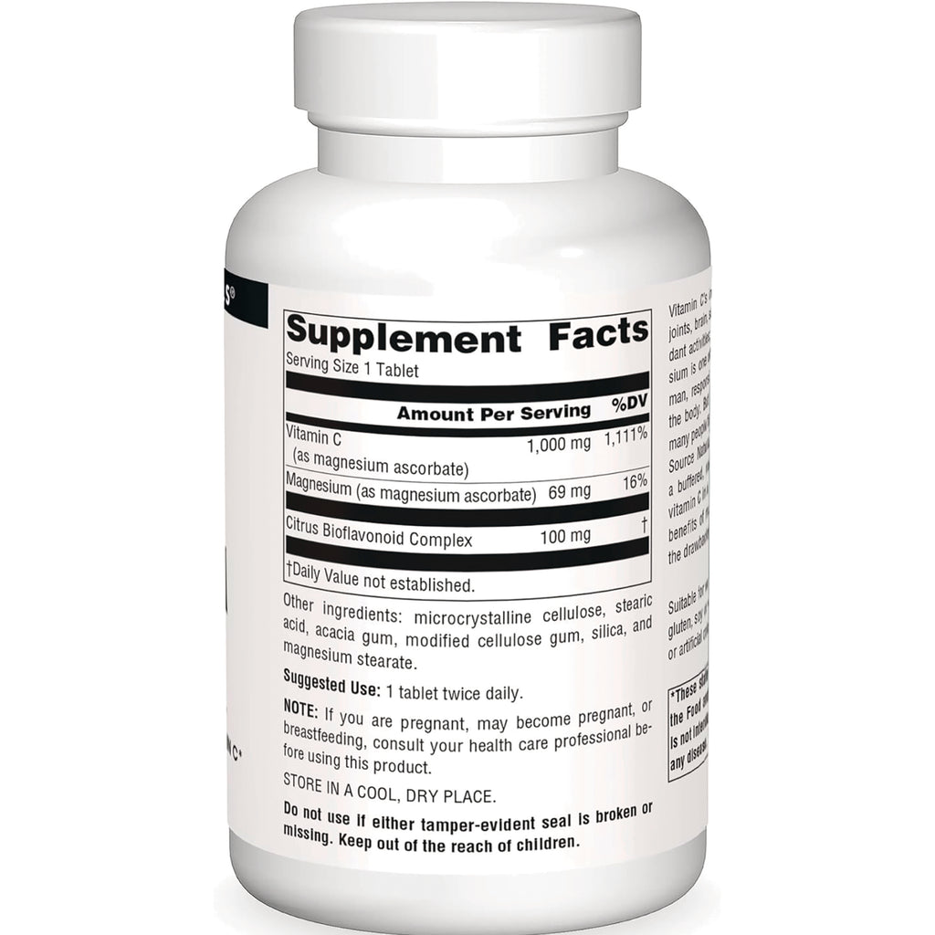 SN535 | Supplement Facts panel showing serving size 1 tablet and amounts for Vitamin C, Magnesium, and Citrus Bioflavonoid Complex - Thumbnail