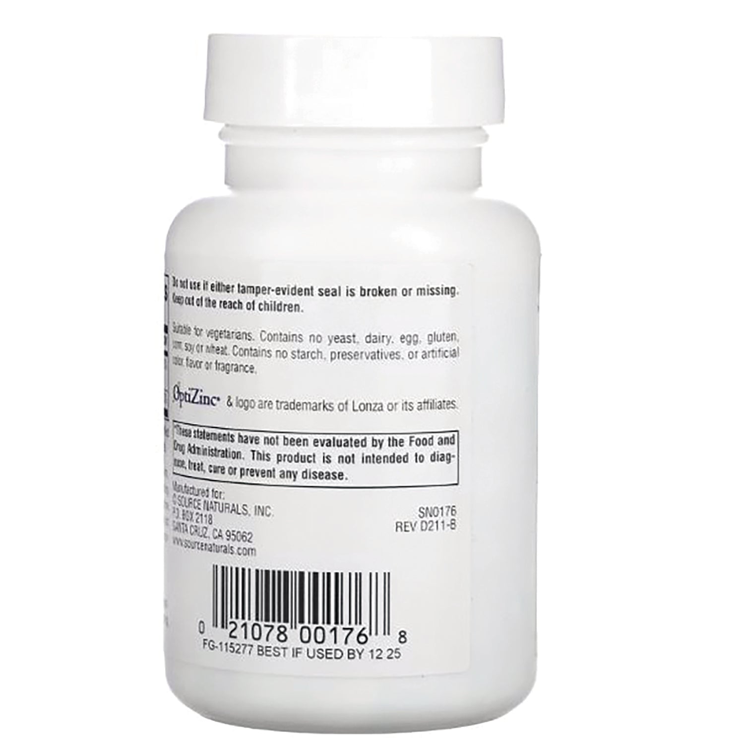 SN651 | Back label of supplement bottle with warnings, manufacturer info, and barcode