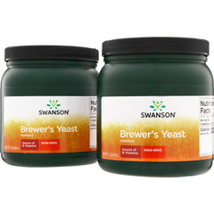 SW1563 | Swanson Brewer's Yeast Powder 1 lb, Non-GMO, Source of B Vitamins, two jars front label