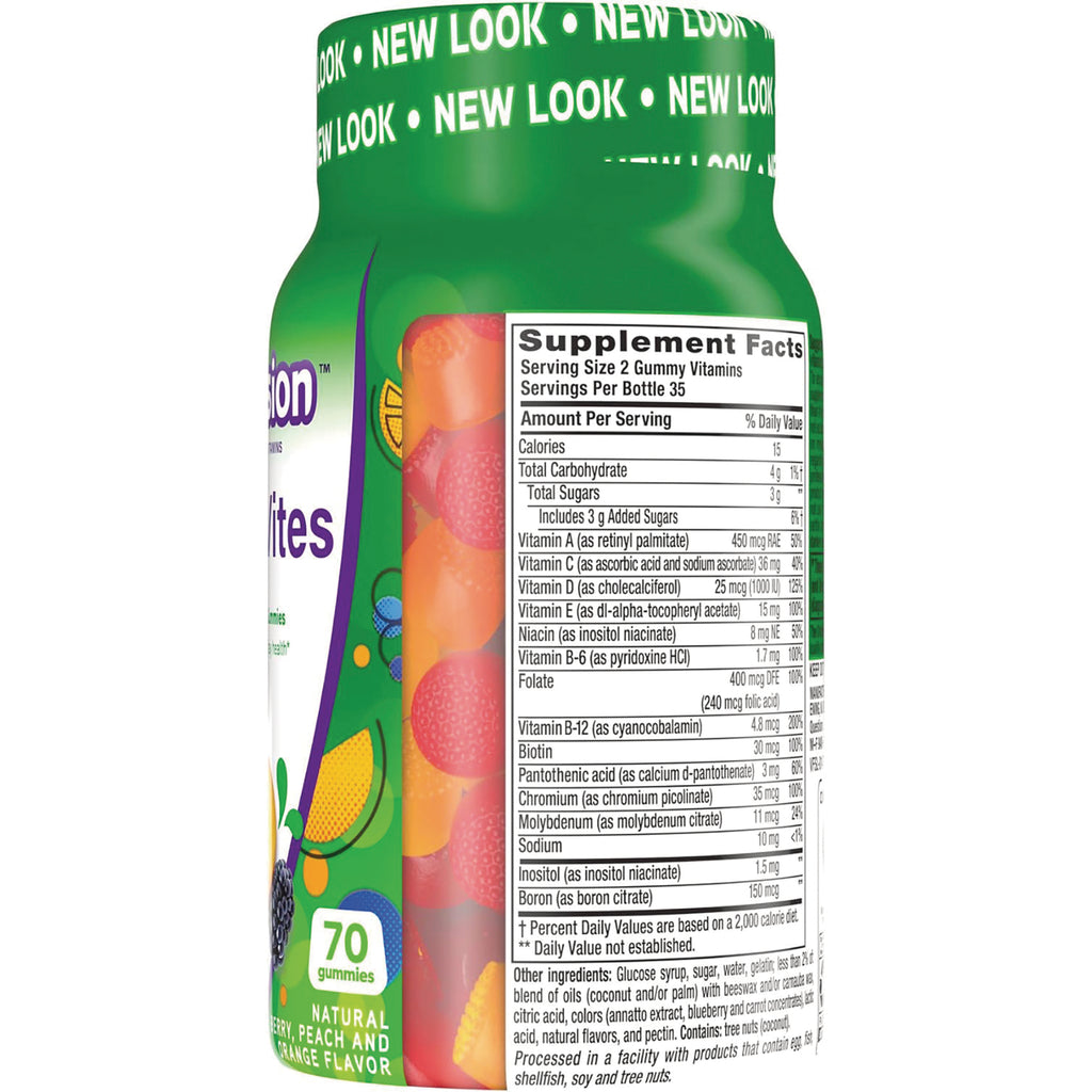 VFS003 | Back of gummy vitamins bottle with Supplement Facts and ingredients panel, 70 gummies - Thumbnail