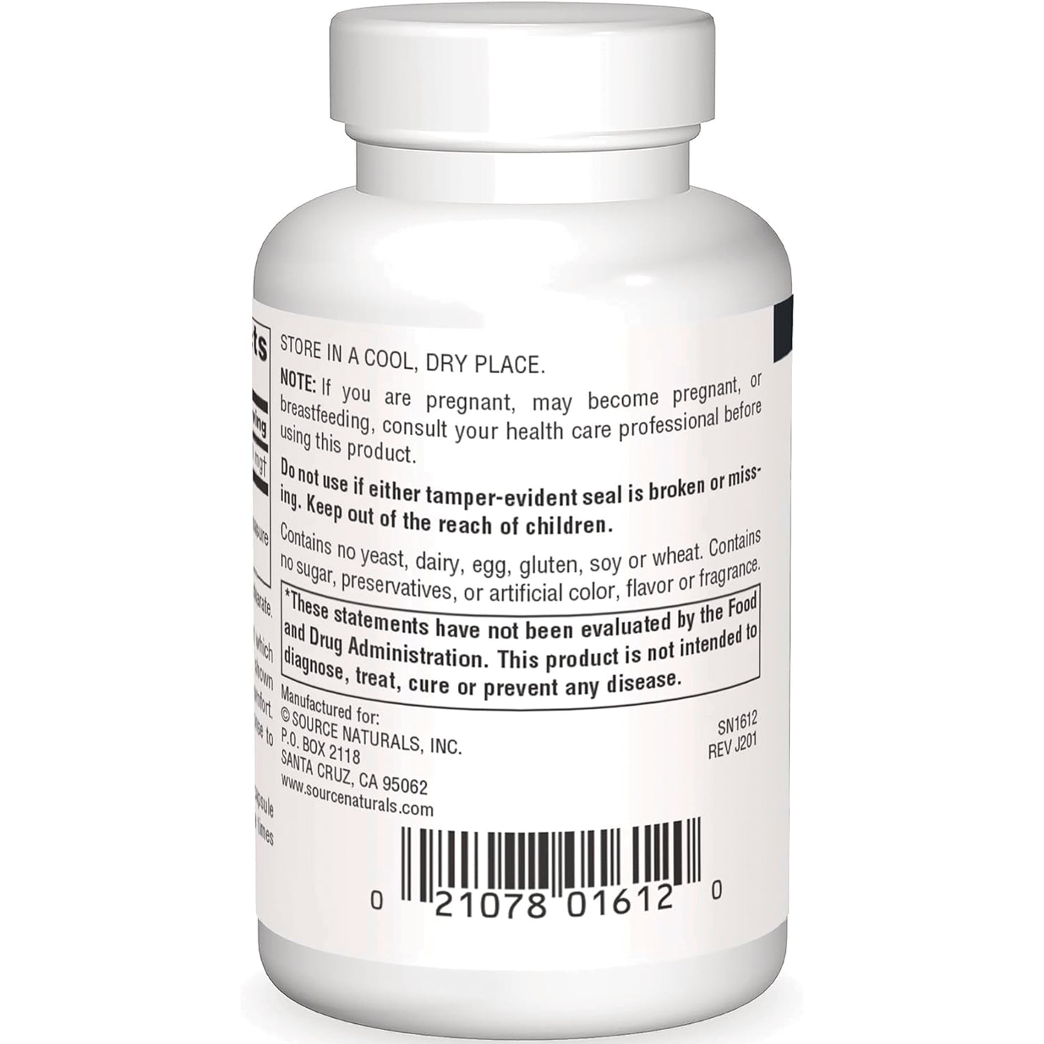 SN440 | Back label with warnings, storage directions, FDA disclaimer, and barcode