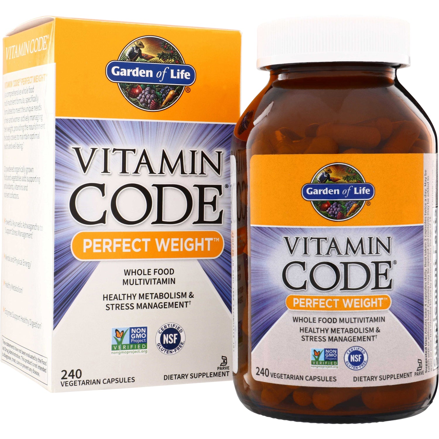 GLF099 | Garden of Life Vitamin Code Perfect Weight whole food multivitamin, 240 vegetarian capsules
