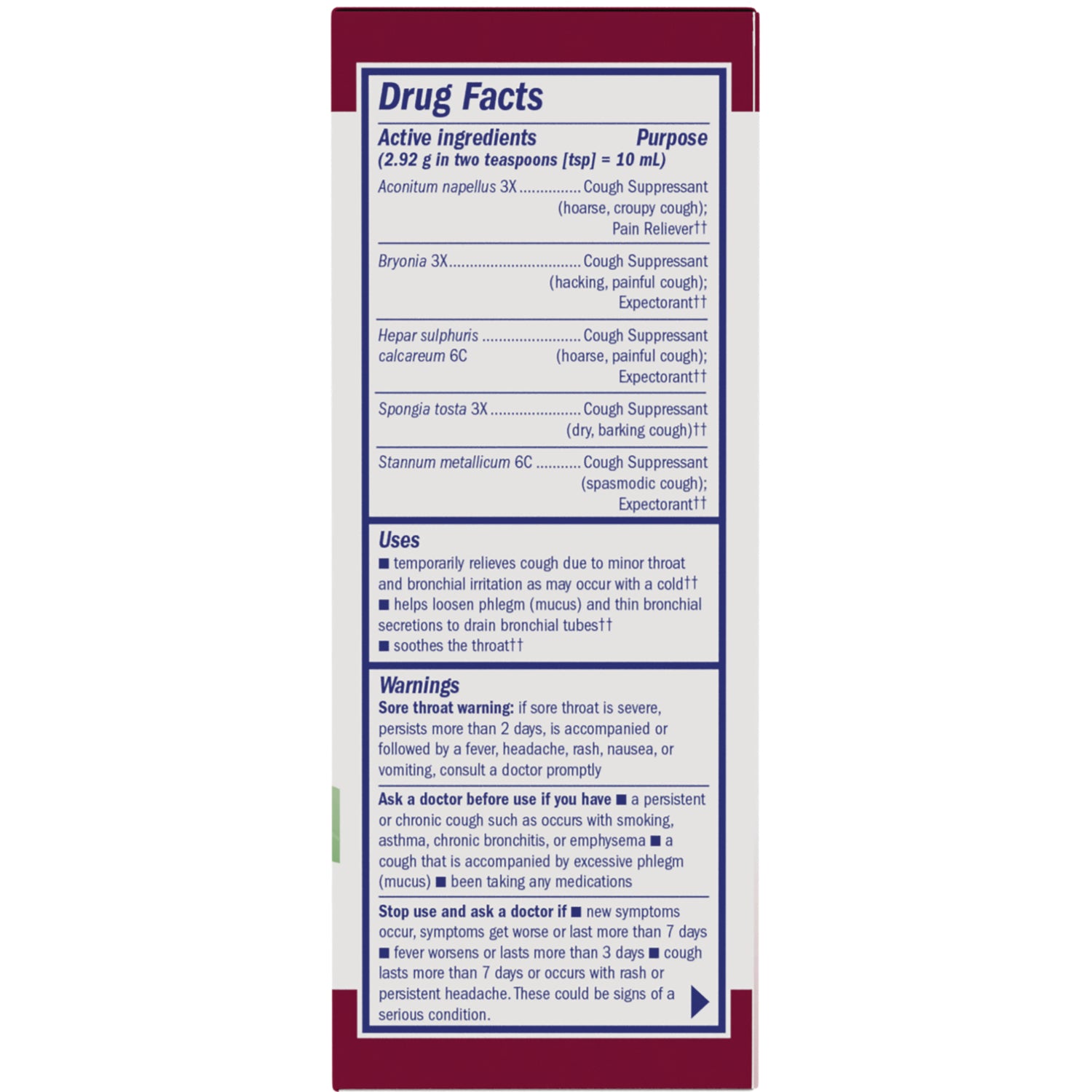 BRK008 | back panel labeled Drug Facts showing active ingredients, uses, and warnings text