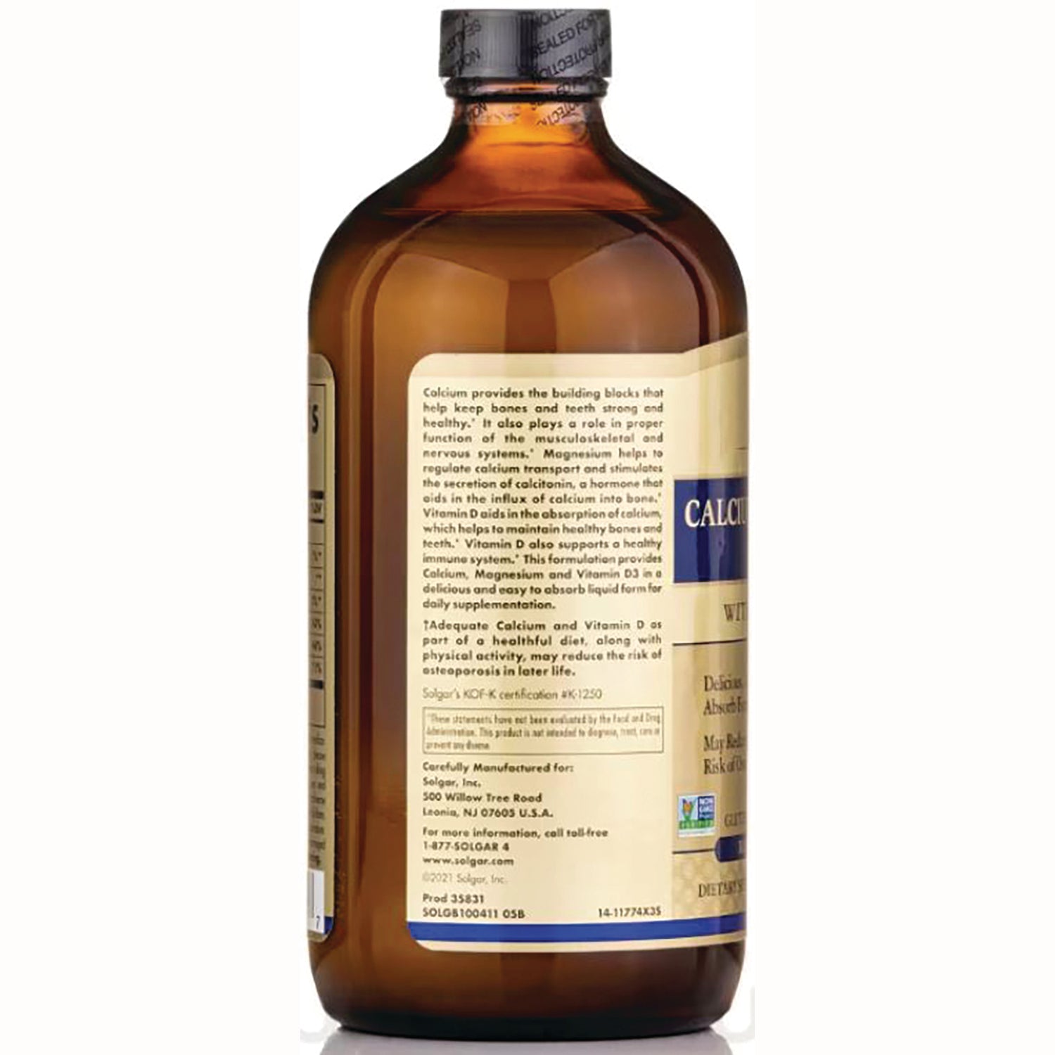 SLG317 | Back of amber supplement bottle showing ingredient panel and manufacturer information