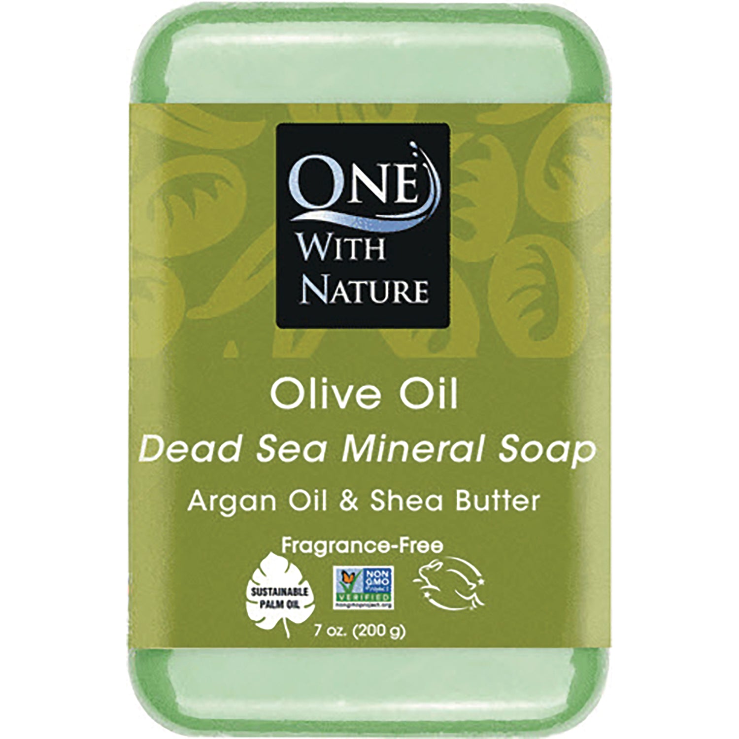 OWN007 | One With Nature Olive Oil Dead Sea Mineral Soap bar, argan oil and shea butter, fragrance-free, 7 oz