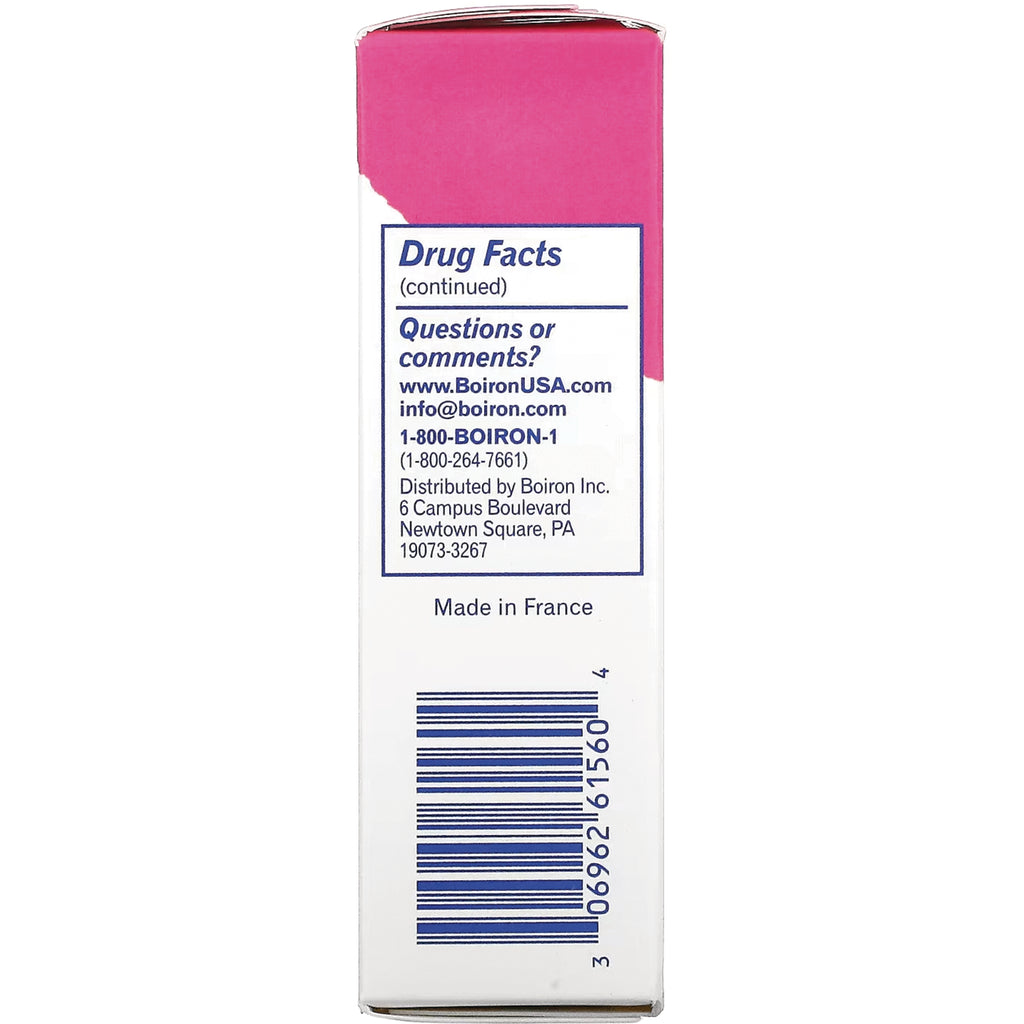 BRN025 | Back of pink and white product box showing Drug Facts panel, contact info, Made in France text and barcode - Thumbnail