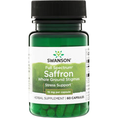 SW1370 | Swanson Full Spectrum Saffron Whole Ground Stigmas, Stress Support, 15 mg per capsule, 60 capsules