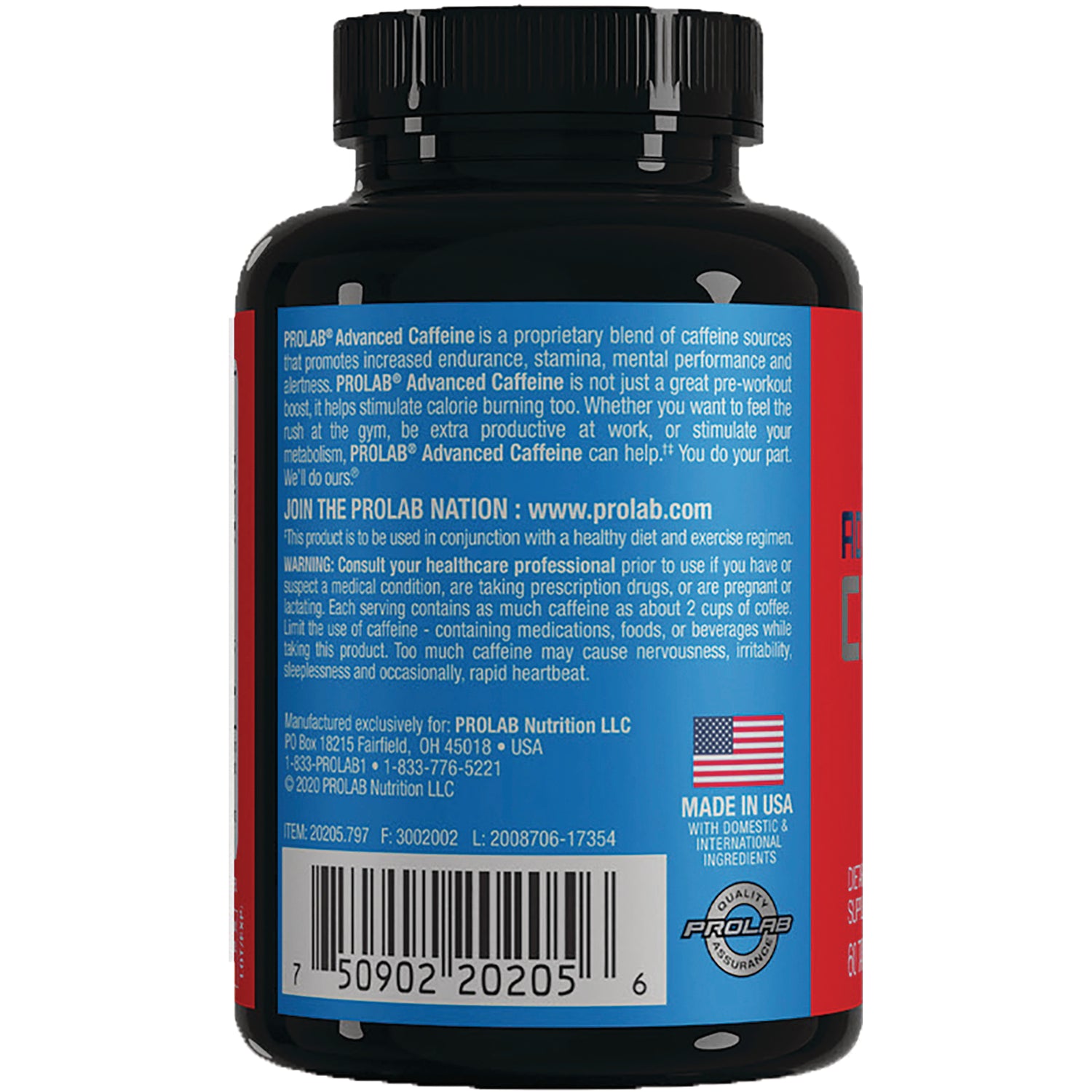 PRL026 | back label showing product warnings, directions, barcode, and Made in USA flag