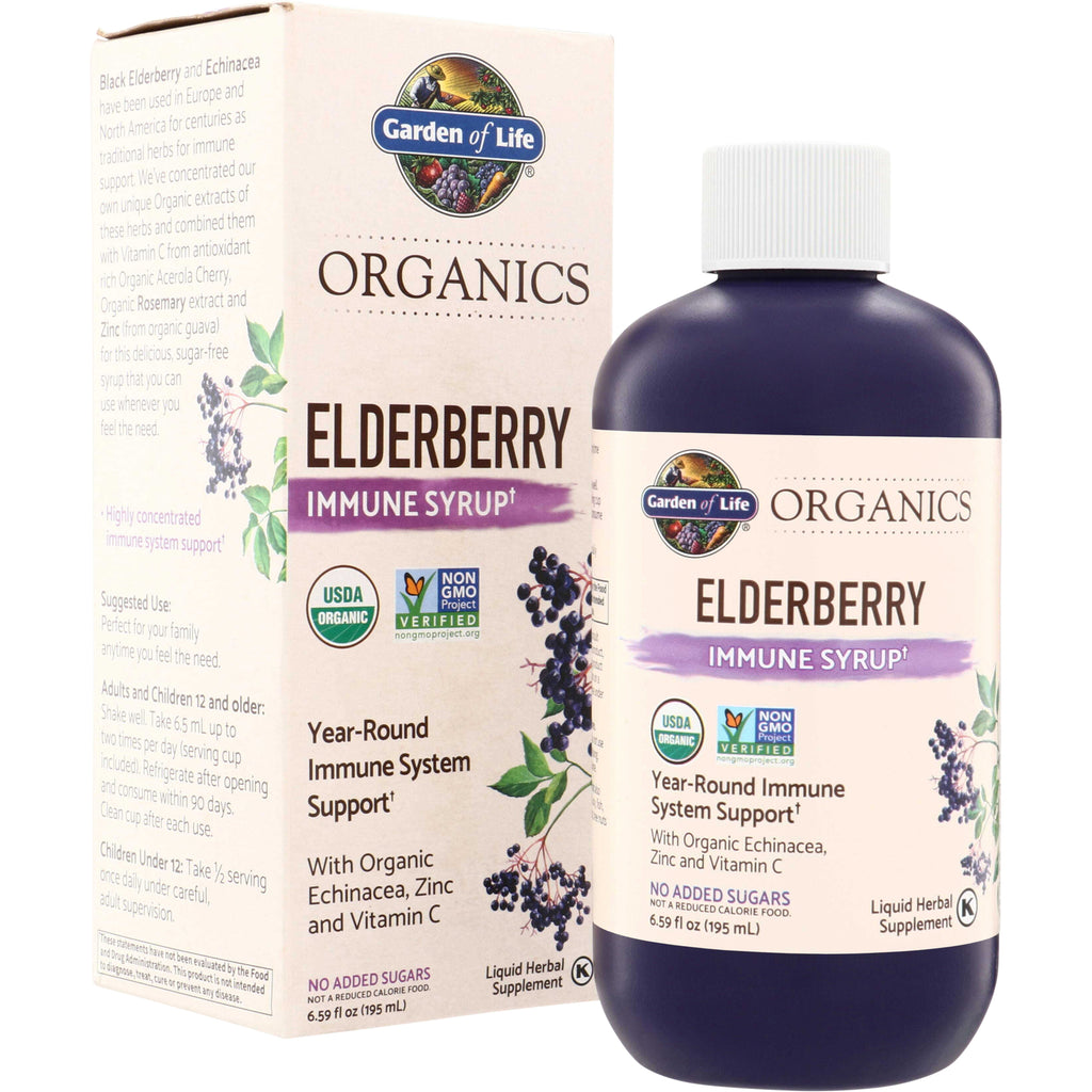 GLF260 | Garden of Life Organics Elderberry Immune Syrup, USDA Organic, Non-GMO, 6.59 fl oz - Thumbnail