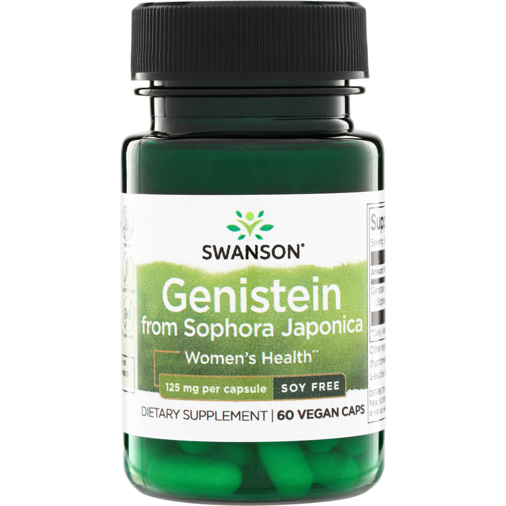 SWU872 | Swanson Genistein from Sophora Japonica supplement bottle, 125 mg per capsule, Soy Free, 60 vegan caps - Thumbnail