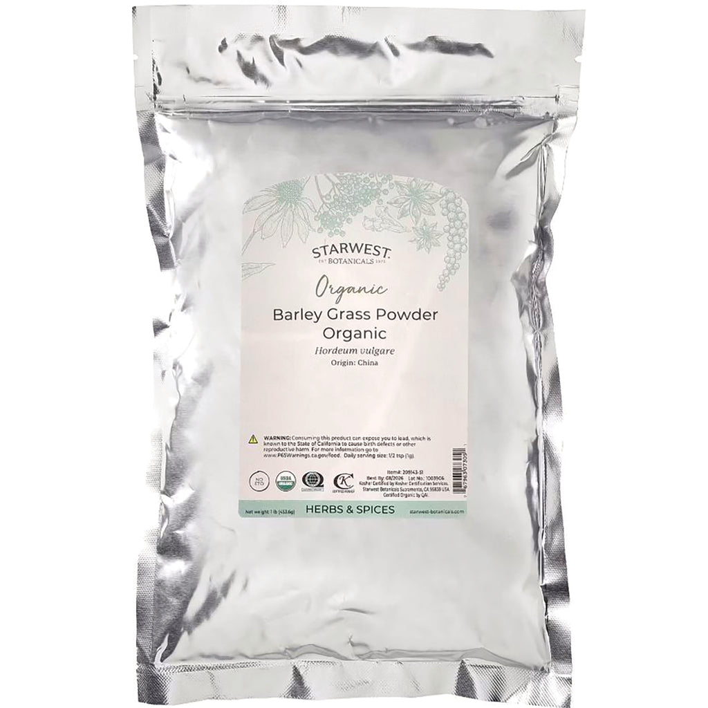 STB004 | Starwest Botanicals Organic Barley Grass Powder front pouch - Thumbnail