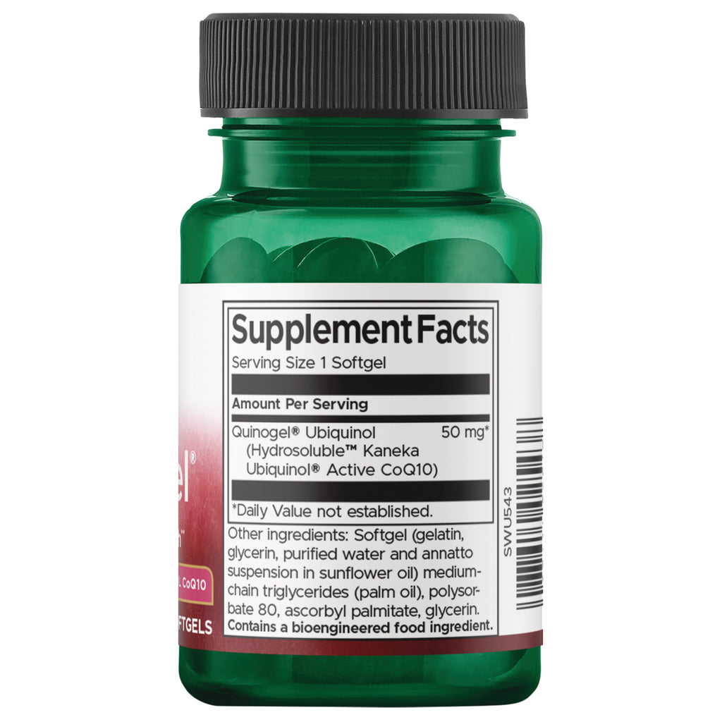 SWU543 | Supplement Facts panel: Serving Size 1 softgel, Ubiquinol (Active CoQ10) 50 mg - Thumbnail
