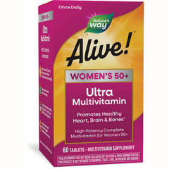 NW709 | Alive! Women's 50+ Ultra Multivitamin front box, 60 tablets, Nature's Way