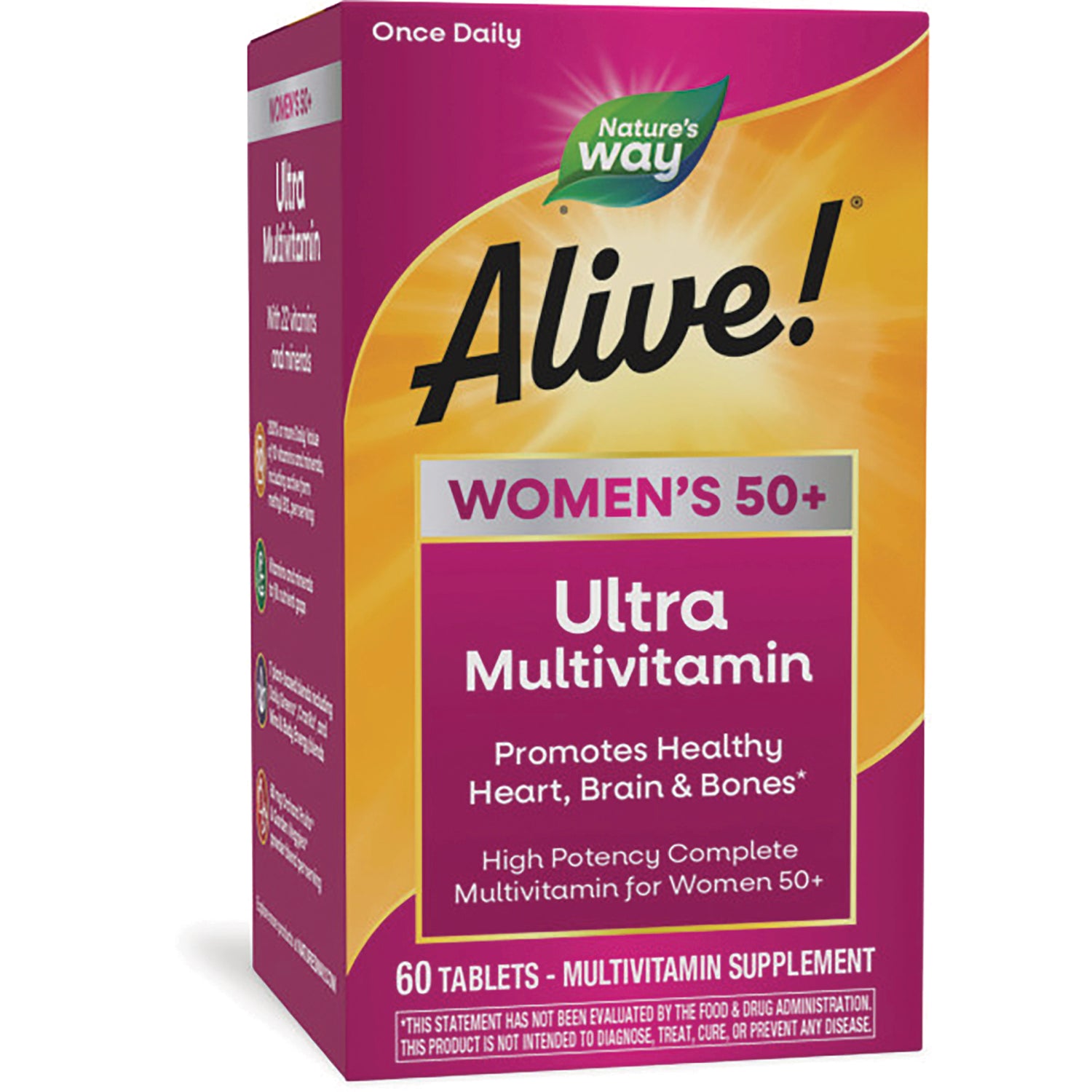 NW709 | Alive! Women's 50+ Ultra Multivitamin front box, 60 tablets, Nature's Way