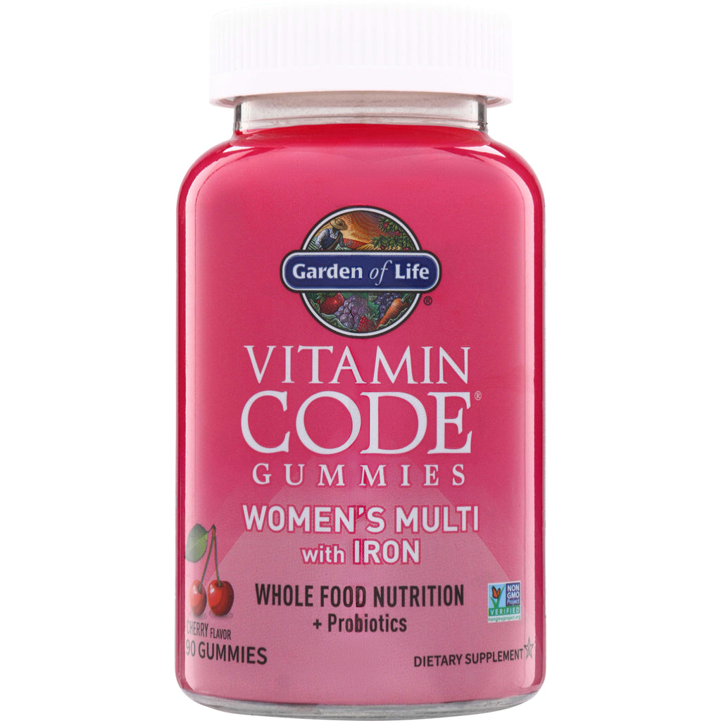 GLF394 | Garden of Life Vitamin Code Gummies Women's Multi with Iron, cherry flavor, 90 gummies - Thumbnail