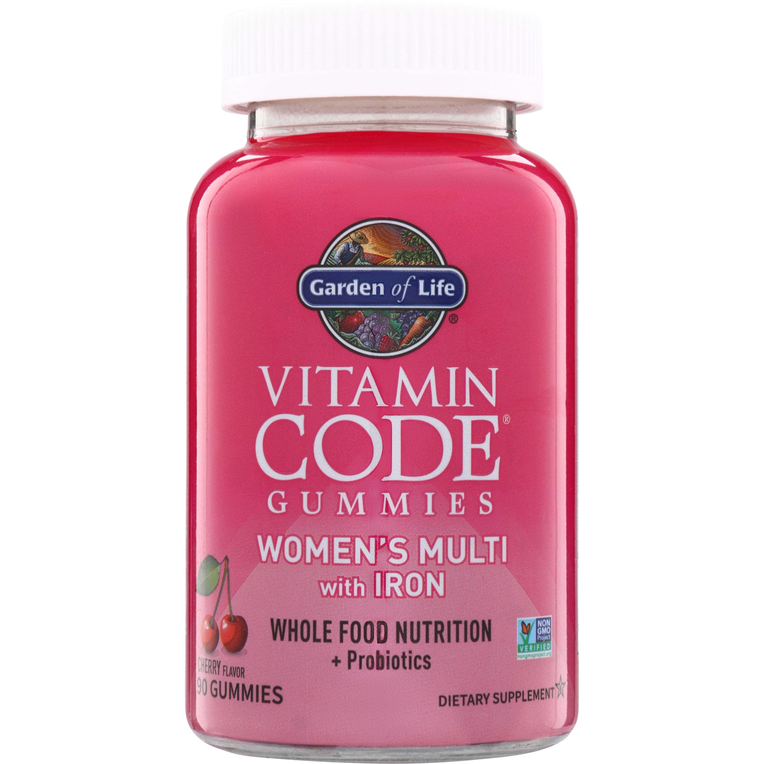 GLF394 | Garden of Life Vitamin Code Gummies Women's Multi with Iron, cherry flavor, 90 gummies