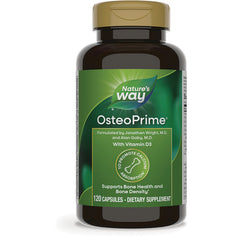ET146 | Nature's Way OsteoPrime dietary supplement bottle green label 120 capsules with Vitamin D3 supports bone health