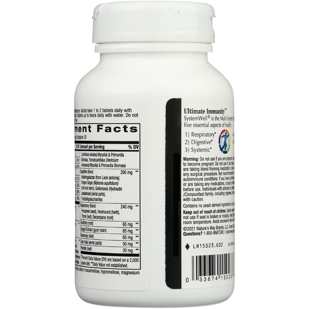 NW574 | back of white supplement bottle showing Supplement Facts panel, warnings, and barcode - Thumbnail
