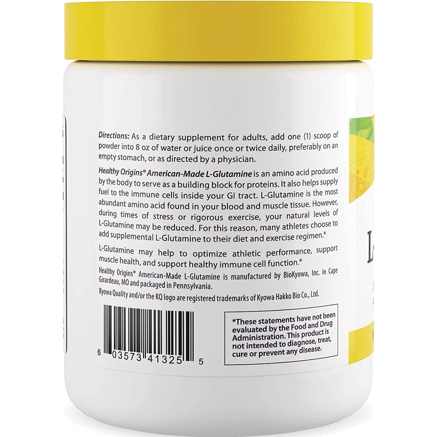 HRG185 | Back label of white supplement jar with directions, product information and barcode