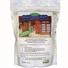 LUM001 | Front pouch of Diatomaceous Earth powder labeled Diatomaceous Earth for your home, net wt 12 oz