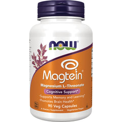 NWF1315 | NOW Magtein Magnesium L-Threonate bottle, 90 veg capsules labeled Cognitive Support