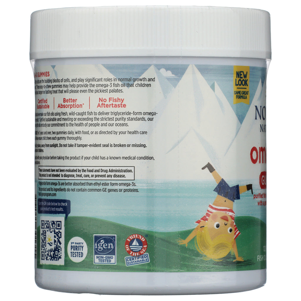 NRN059 | side of supplement jar with product infographic, cartoon child doing handstand, certification logos and small text - Thumbnail