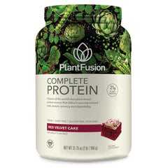 PlantFusion Complete Protein tub, Red Velvet Cake flavor, 21g plant protein, 31.75 oz