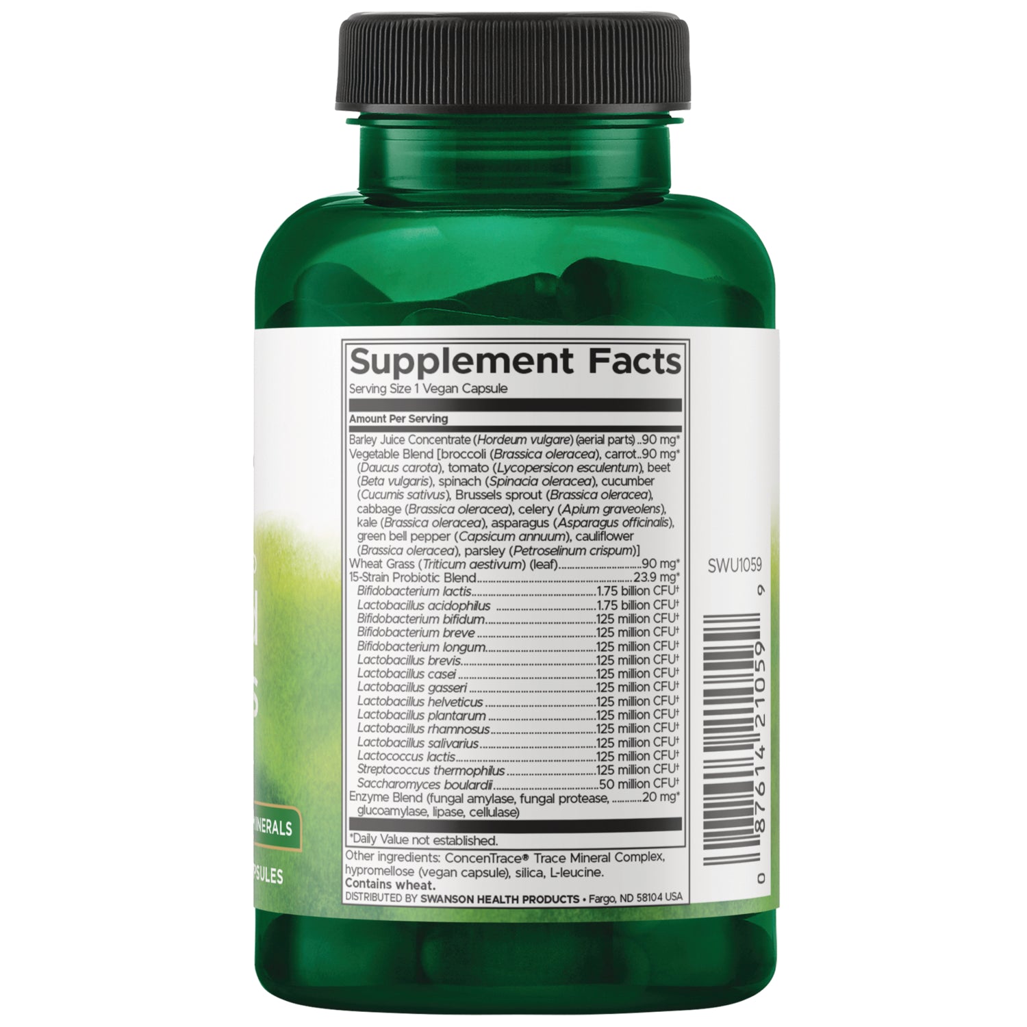 SWU1059 | Back label with supplement facts and serving information