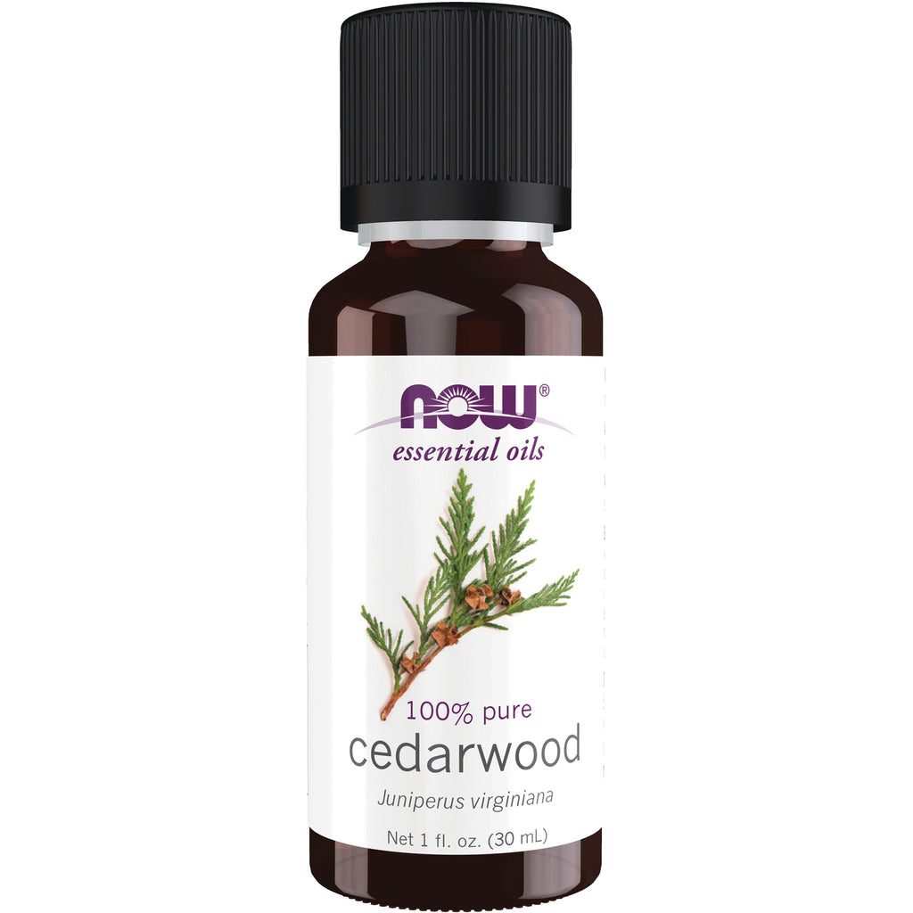 NWF296 | NOW essential oils 100% pure cedarwood (Juniperus virginiana) 1 fl oz brown glass bottle - Thumbnail
