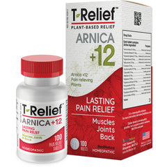 MNA025 | T-Relief Arnica +12 plant-based lasting pain relief box for muscles, joints, back, 100 tablets