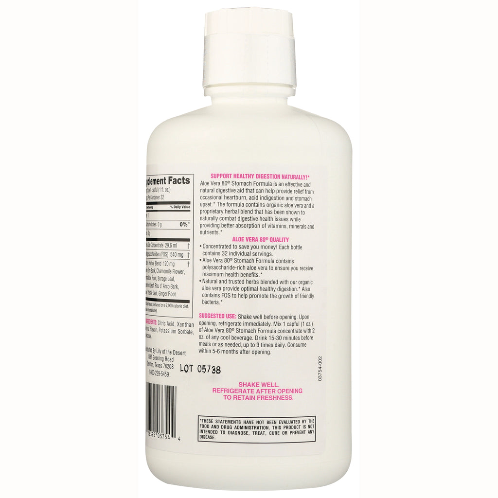 LIL038 | Back label of white supplement bottle showing supplement facts, directions, and text SHAKE WELL REFRIGERATE AFTER OPENING - Thumbnail