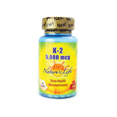 NSL011 | Nature's Life K-2 5,000 mcg bottle, bone health menatetrenone, 60 tablets