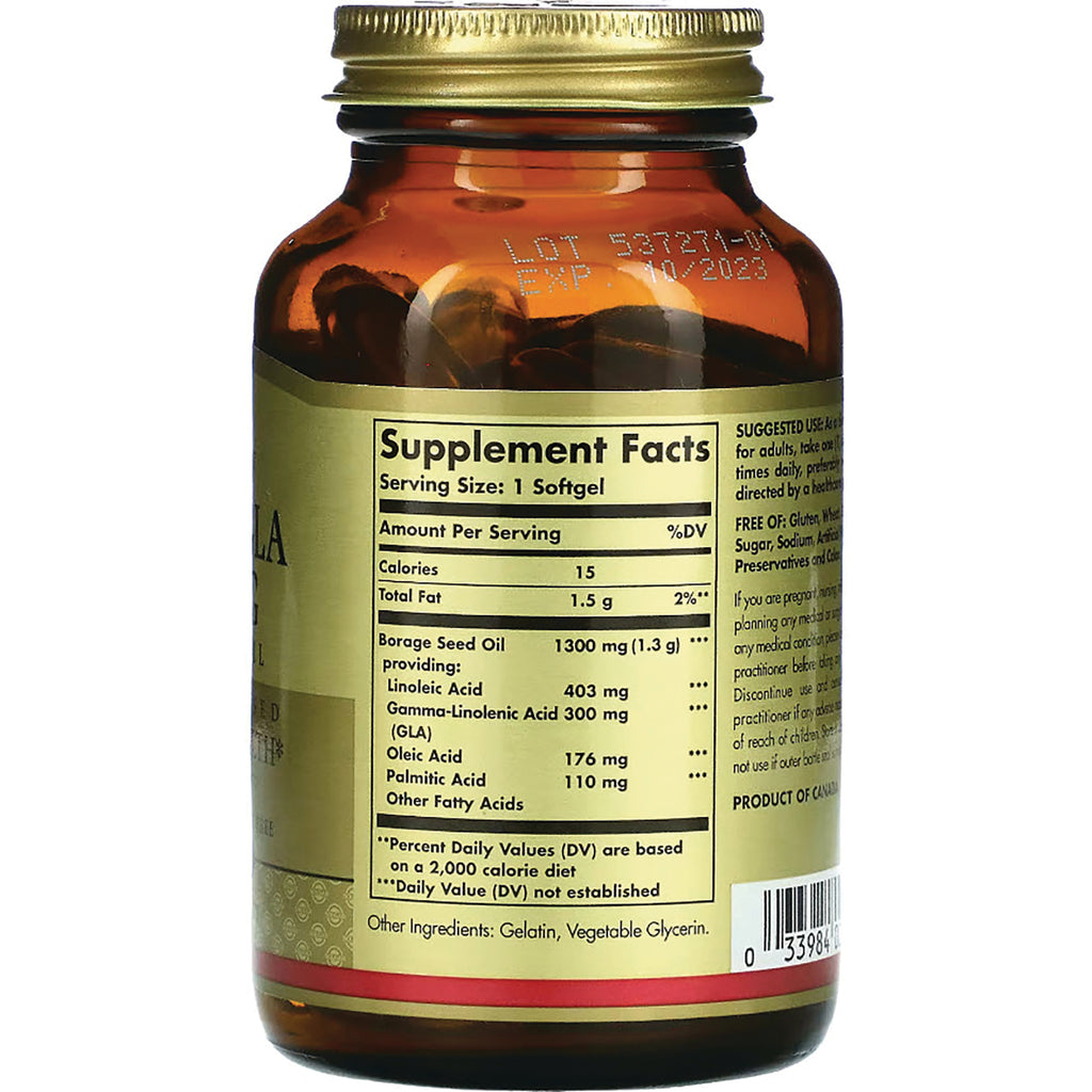 SLG337 | back of amber supplement bottle showing Supplement Facts label with serving size 1 Softgel and nutrition details - Thumbnail