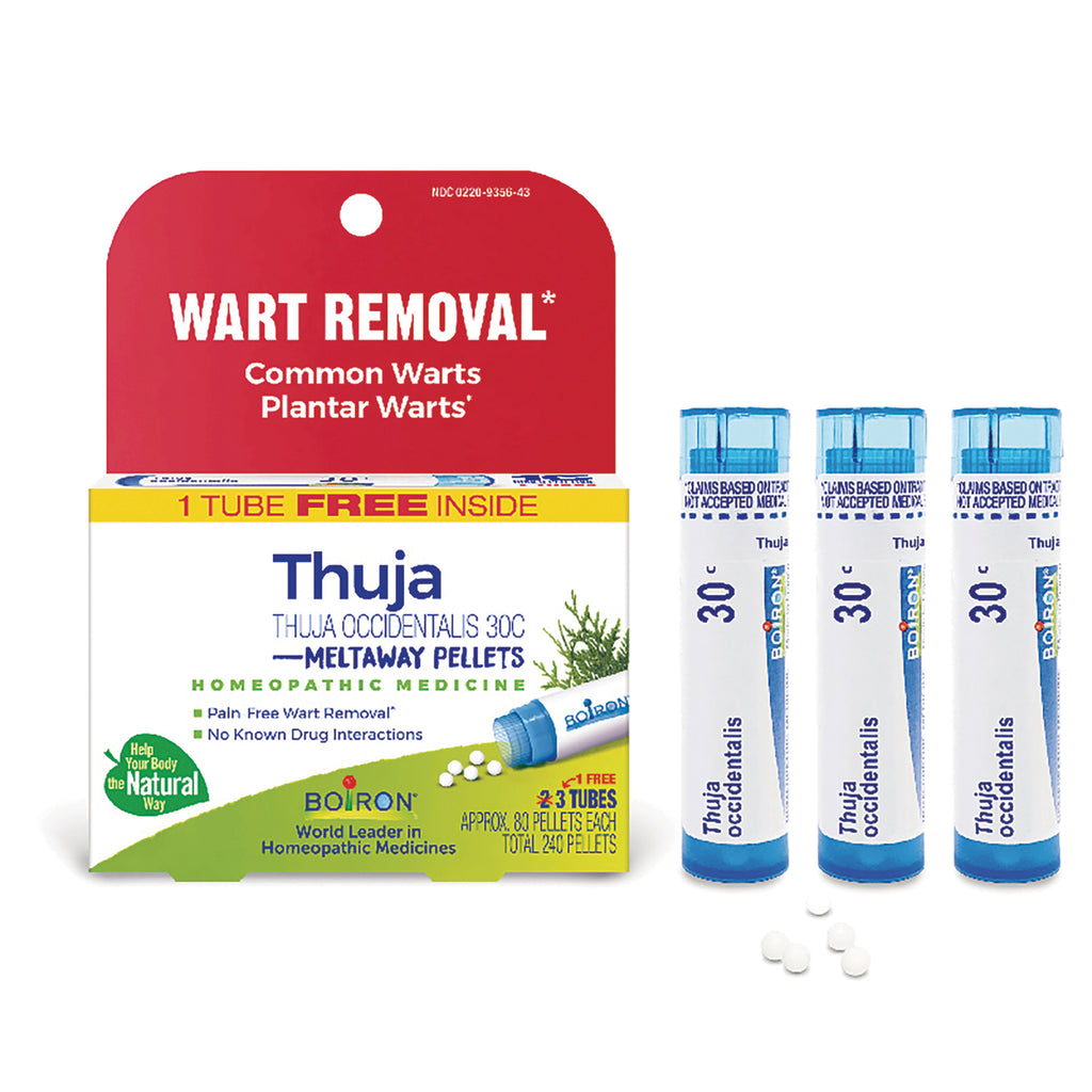 BRN133 | Box labeled WART REMOVAL and three Thuja 30C meltaway pellet tubes for homeopathic wart treatment - Thumbnail