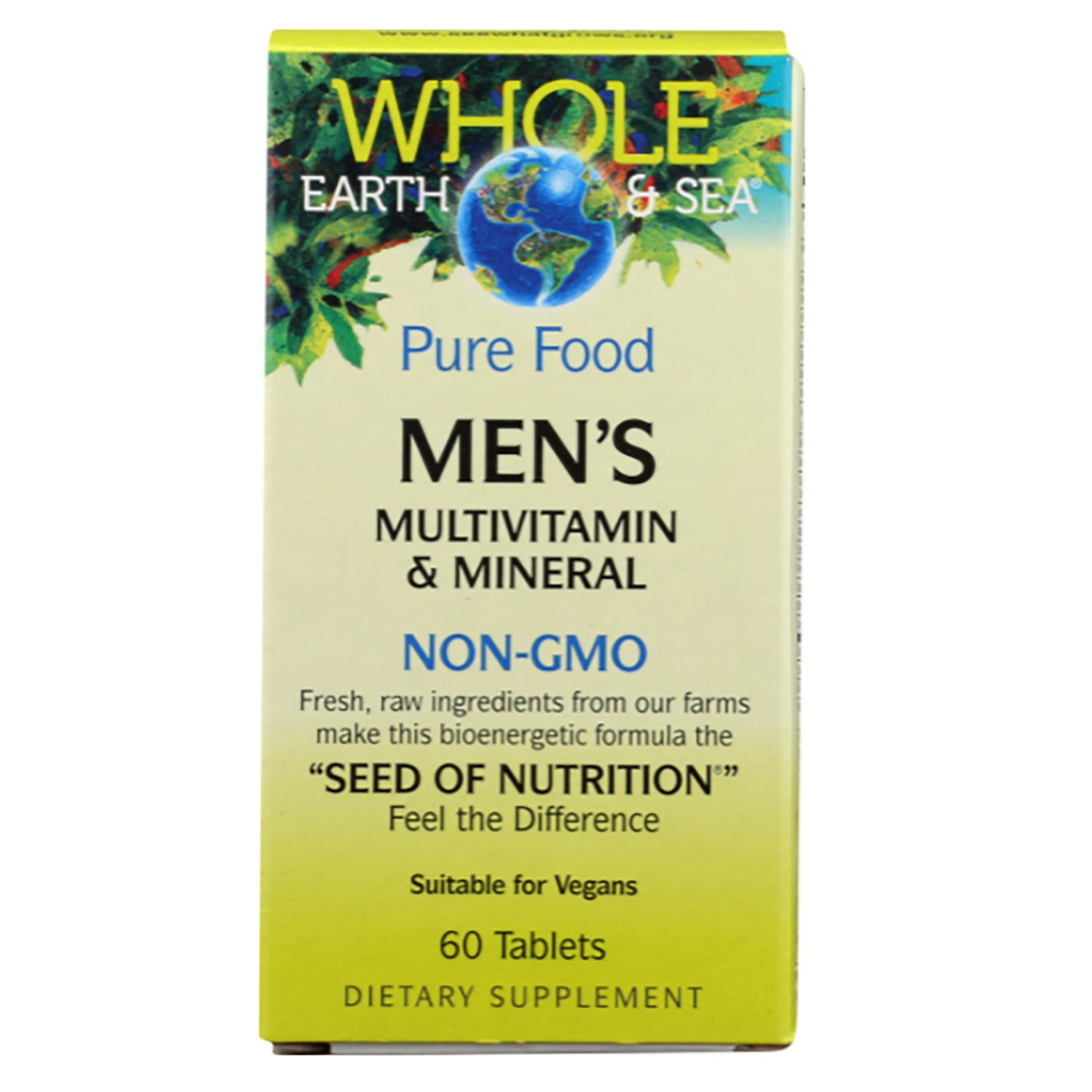 NFC191 | Whole Earth & Sea Pure Food men's multivitamin & mineral box, 60 tablets, Non-GMO
