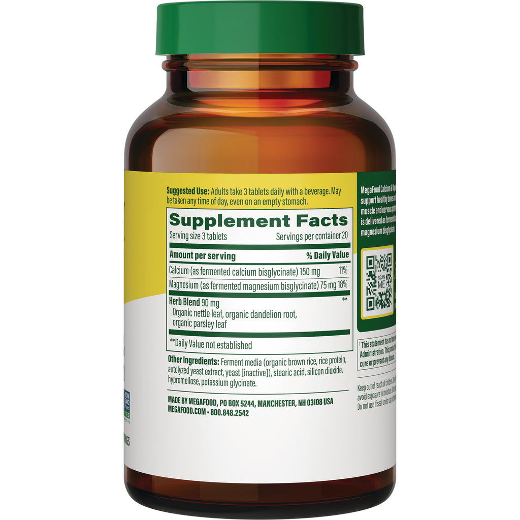 MGF039 | back label showing Supplement Facts panel listing serving size, calcium, magnesium, herb blend and other ingredients - Thumbnail
